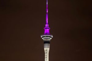 Sky Tower glows for International Women’s Day