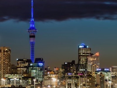 SkyCity lights tower blue to acknowledge frontline workers